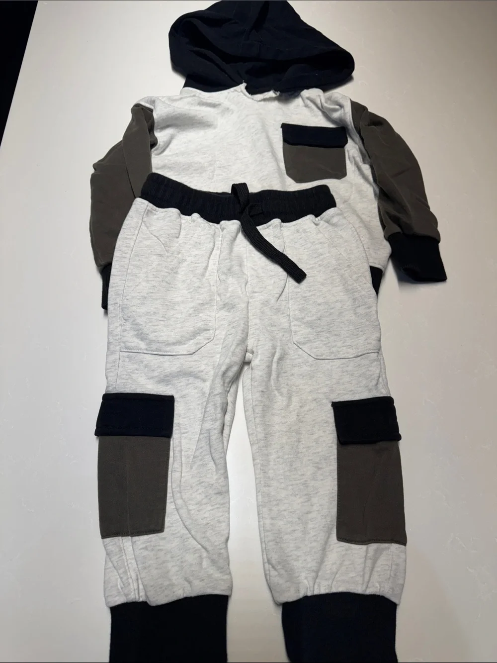Little Bipsy Grey, Black & Olive Cargo Joggers